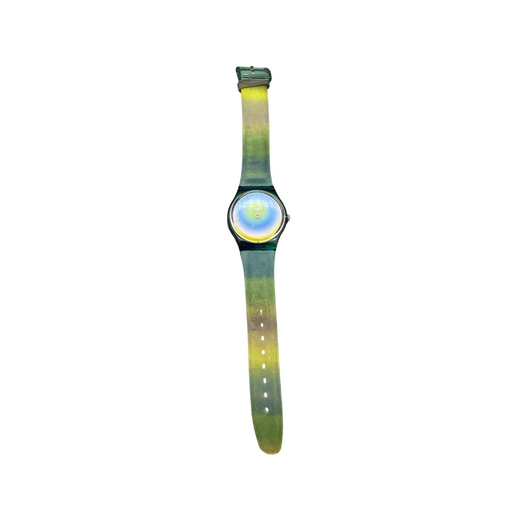 Vintage 1998 Swatch Watch Blue Green Batik Gradient Swiss Made GG181 Retro KC
